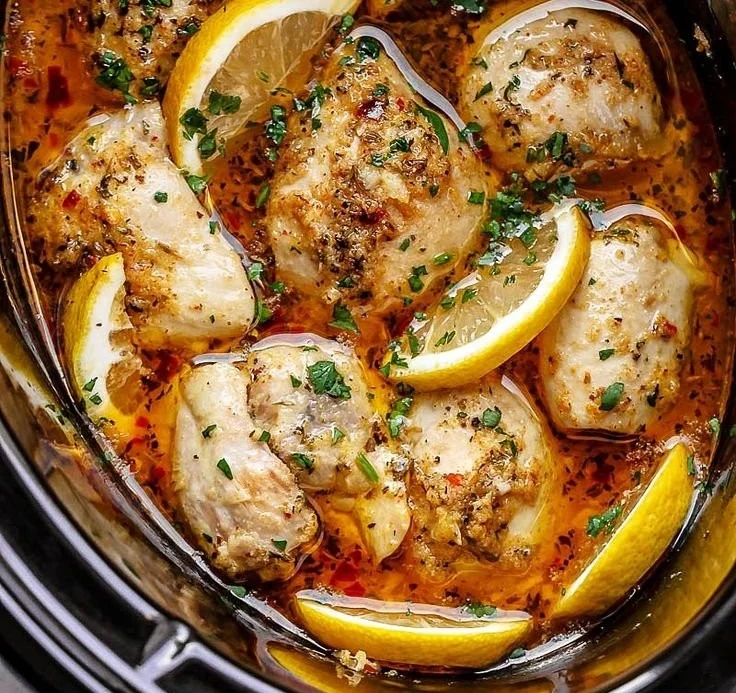 Crock Pot Chicken Thighs with Lemon Garlic Butter