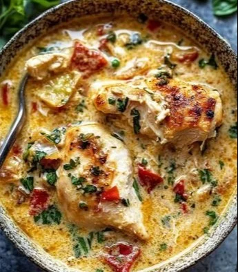 Crock Pot Marry Me Chicken served with herbs and creamy sauce