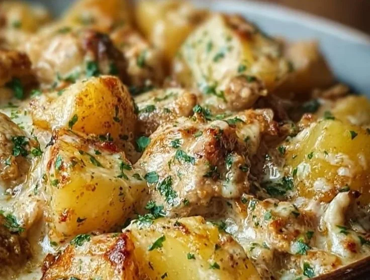 Crockpot Garlic Parmesan Chicken and Potatoes