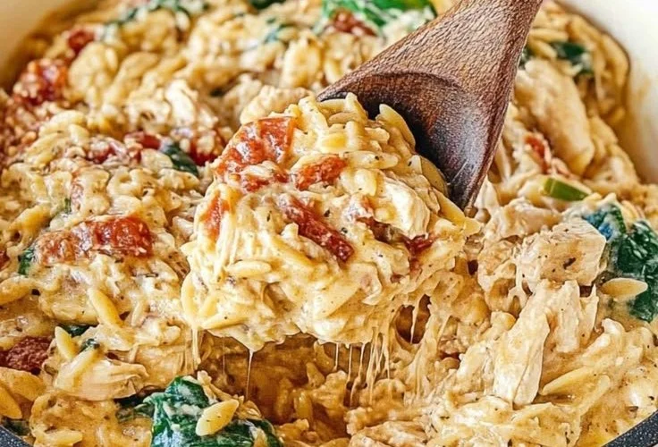 Slow Cooker Creamy Tuscan Chicken Orzo