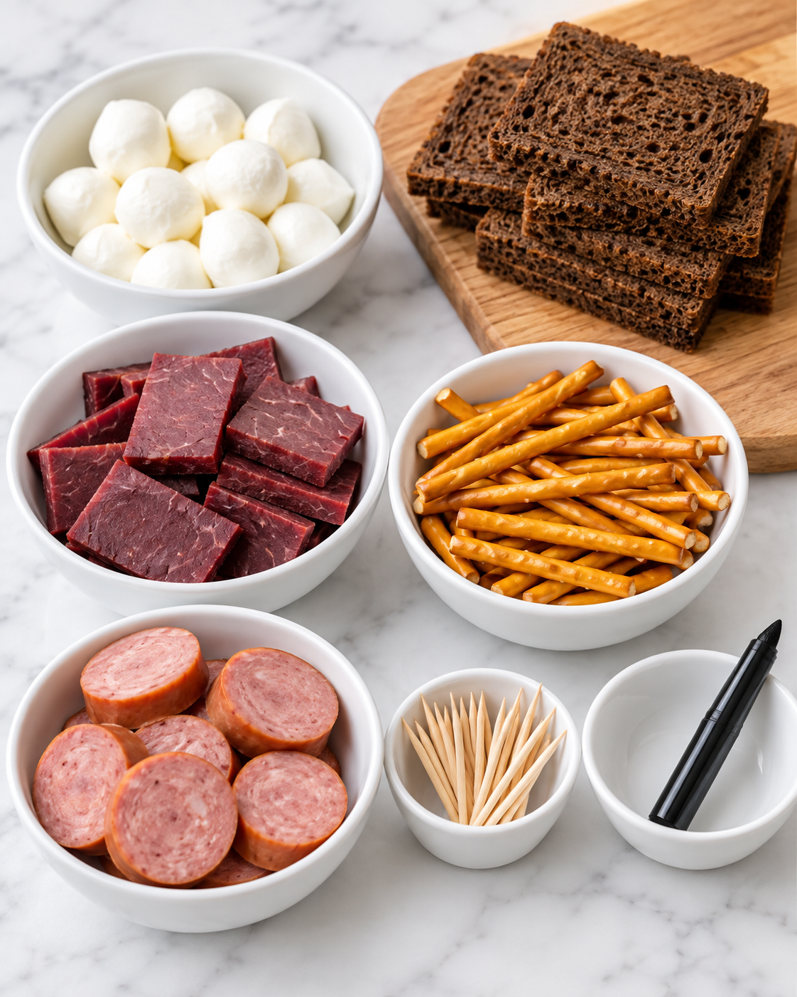 Ingredients for halal Halloween Scarecrow Snack Stacks